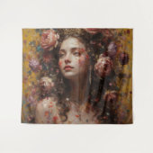 Golden Bloom Goddess – Large Horizontal Wall Tapes Wandteppich (Vorderseite (Horizontal))