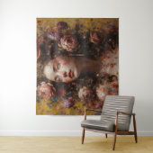 Golden Bloom Goddess – Large Horizontal Wall Tapes Wandteppich (Beispiel)