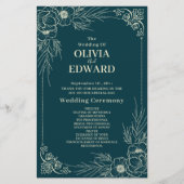 Golden Bloom Hochzeitsprogramme (Vorderseite)