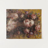 Golden Bloom Muse – Vertical Wall Tapestry Wandteppich (Vorderseite (Horizontal))