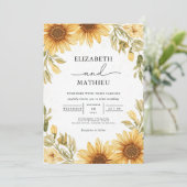 Golden Bloom Rustic Romance Hochzeit Einladung (Stehend Vorderseite)