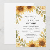 Golden Bloom Rustic Romance Hochzeit Einladung (Vorne/Hinten)
