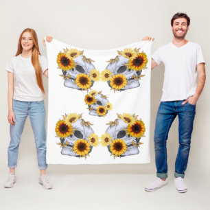 GOLDEN BLOOM SKULL FLEECEDECKE