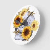 GOLDEN BLOOM SKULL RUNDE WANDUHR (Winkel)