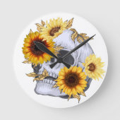 GOLDEN BLOOM SKULL RUNDE WANDUHR (Vorderseite)