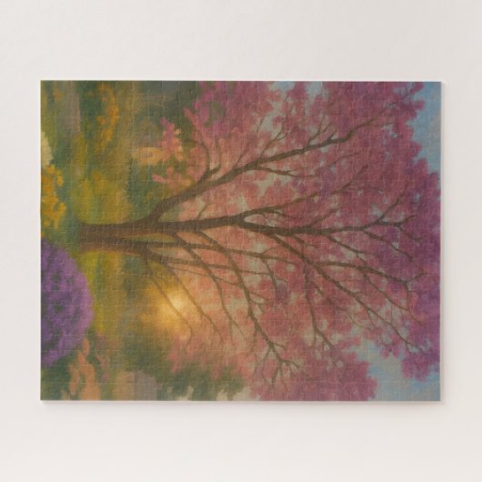 Golden Bloom - Sonnenuntergang Gemälde im Garten Puzzle (Horizontal)