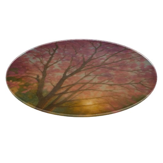 Golden Bloom - Sonnenuntergang Gemälde im Garten Schneidebrett (Ecke)