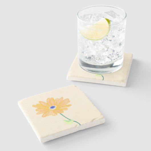 Golden Bloom Steinuntersetzer (Seitenansicht)