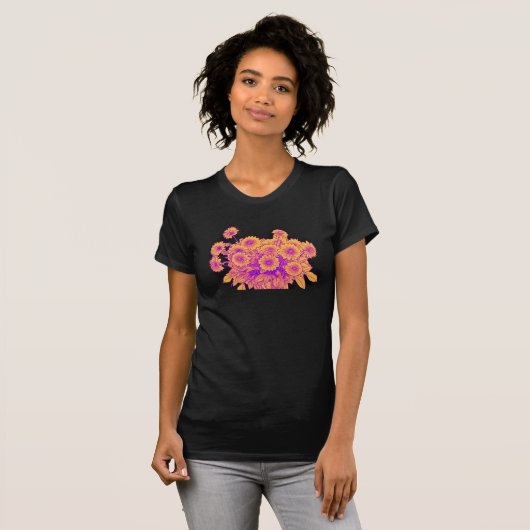 Golden-Bloom-Strauß - Thread-Art-Stil T-Shirt (Vorne ganz)