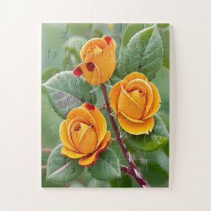 Golden Bloom Trio Gelbe Rose Botanisch Puzzle