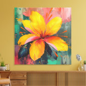 Golden Bloom – Vibrant Abstract Floral Expression Leinwanddruck (Insitu (Wohnzimmer))