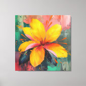 Golden Bloom – Vibrant Abstract Floral Expression Leinwanddruck (Vorderseite)