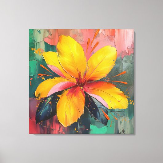 Golden Bloom – Vibrant Abstract Floral Expression Leinwanddruck (Vorderseite)