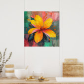 Golden Bloom – Vibrant Abstract Floral Expression Poster (Küche)