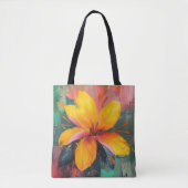Golden Bloom – Vibrant Abstract Floral Expression Tasche (Vorderseite)