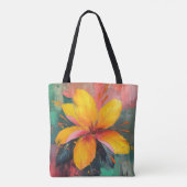 Golden Bloom – Vibrant Abstract Floral Expression Tasche (Rückseite)