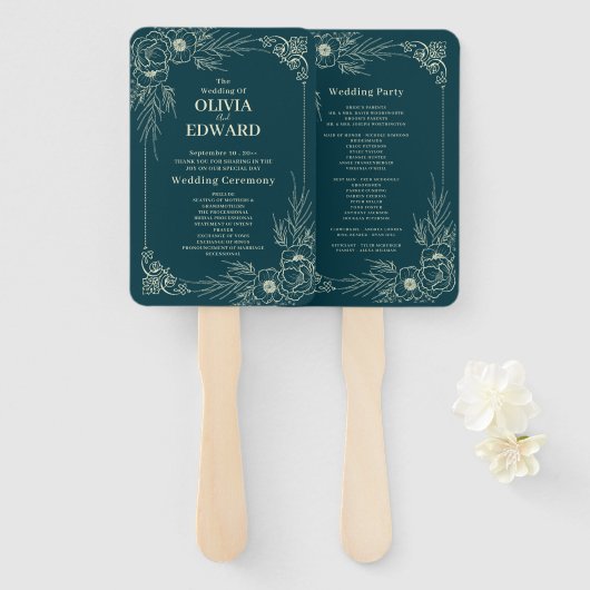 Golden Bloom Wedding Fächer (Vorne und Hinten)