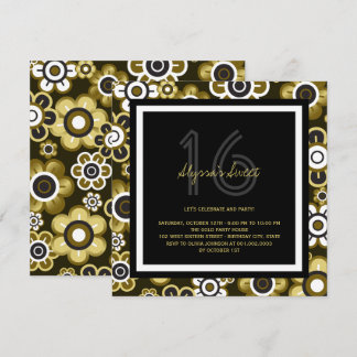 Golden Blooms Chic Sweet 16 Geburtstagsparty Einla Einladung
