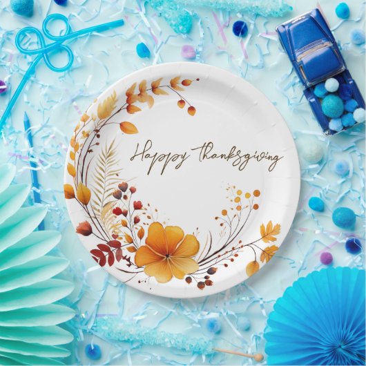 Golden Blooms & Grateful Wishes Pappteller (Party)