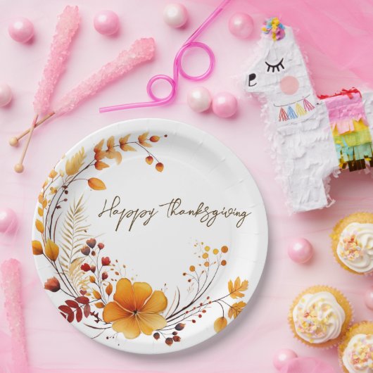 Golden Blooms & Grateful Wishes Pappteller (Party)