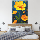 Golden Blooms Leinwanddruck (Insitu (Schlafzimmer))