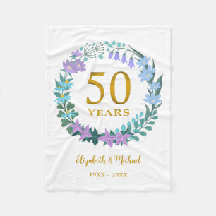 Golden Bloral Bluebells zum 50. Jahrestag Fleecedecke