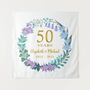 Golden Bloral Bluebells zum 50. Jahrestag Wandteppich