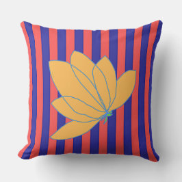 Golden Bloral Red Strip Kissen