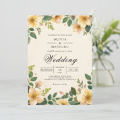 Golden Blossom Blüh Wedding Einladung (Stehend Vorderseite)