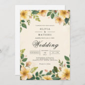 Golden Blossom Blüh Wedding Einladung (Vorne/Hinten)