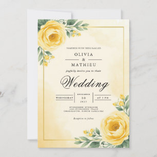 Golden Blossom Botanischer Blüh Hochzeit Einladung