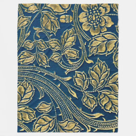 Golden Blossom Elegance Fleece Blanket