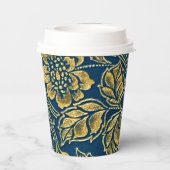 Golden Blossom Elegante Papiertasse Pappbecher (Rückseite)