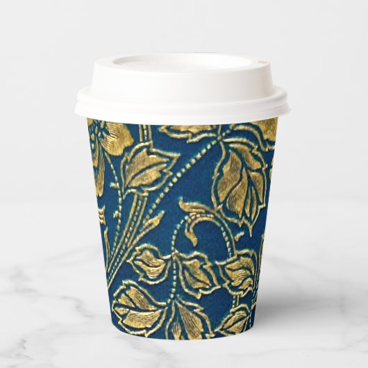 Golden Blossom Elegante Papiertasse Pappbecher (Vorderseite)