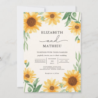 Golden Blossom Rustikale romanische Hochzeit Einladung