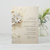 Golden Blossom Wedding Invitation Einladung (Stehend Vorderseite)