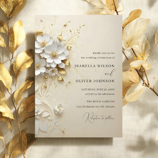 Golden Blossom Wedding Invitation Einladung