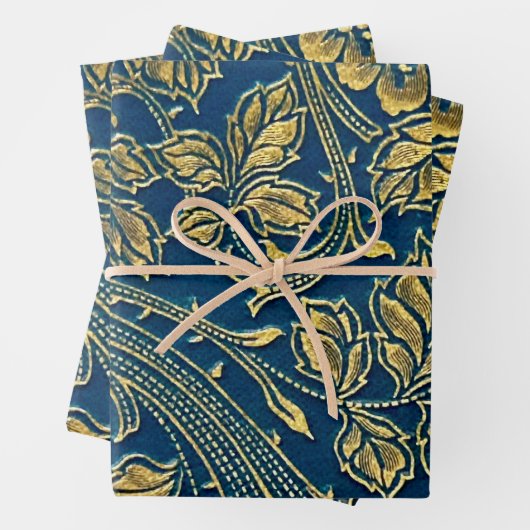 Golden Blossom Wrapping Paper Flat Sheet Set 3 Geschenkpapier Set (Beispiel)