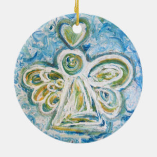 Golden Blue Angel Hotel Colorado Keramik Ornament