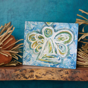 Golden Blue Angel Kunstmalerei Geschenktafel Fotoplatte