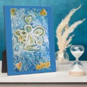 Golden Blue Angel Malerei Plaque Geschenk Fotoplatte (Seite)