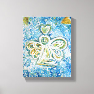 Golden Blue Angel Malerei Wrapped Canvas Art Leinwanddruck
