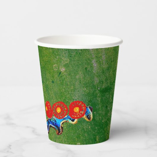 Golden Blue Antique Catrina über grünlich gewasche Pappbecher (Rückseite)