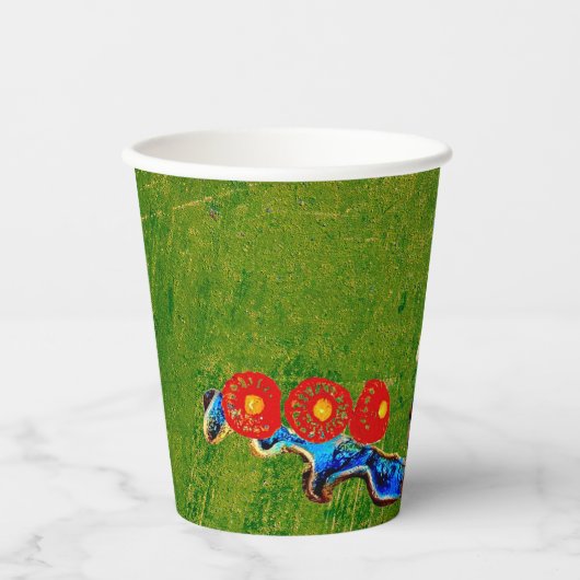 Golden Blue Antique Catrina über grünlich gewasche Pappbecher (Vorderseite)