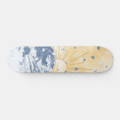 Golden Blue Asiatic Sunset Sun & Sea Waves Skateboard (Horizontal)