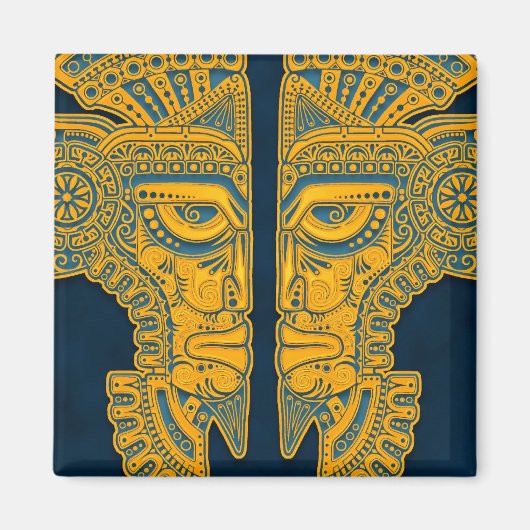 Golden Blue Aztec Twins Magnet (Vorne)