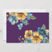 Golden Blue Blume 25. Hochzeitstag Einladung (Rückseite)