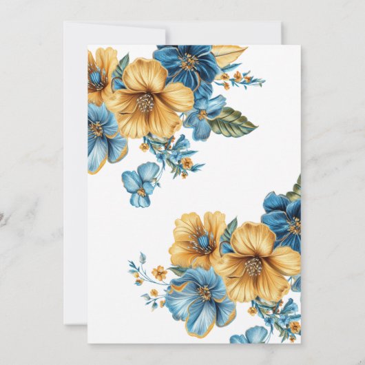 Golden Blue Blume 25. Hochzeitstag Einladung (Rückseite)