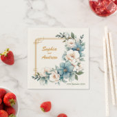 Golden Blue Blumen: Personalisierte HochzeitsNapki Serviette (Beispiel)
