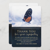 Golden Blue Butterfly Beileid Danke Karte (Vorne/Hinten)